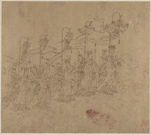 Album med daoistiske og buddhistiske temaer: Procession of Daoist Deities: Leaf 5 av Unknown artist