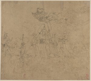 Album med daoistiske og buddhistiske temaer: Procession of Daoist Deities: Leaf 6 av Unknown artist