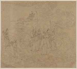 Album med daoistiske og buddhistiske temaer: Procession of Daoist Deities: Leaf 7 av Unknown artist