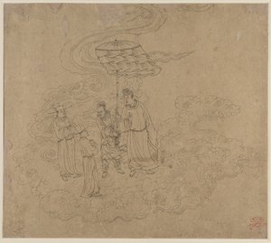 Album med daoistiske og buddhistiske temaer: Procession of Daoist Deities: Leaf 9 av Unknown artist