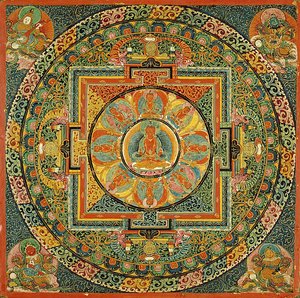 Alterbord med mandala av Amitayus, Buddhaen av det uendelige livet av Unknown artist