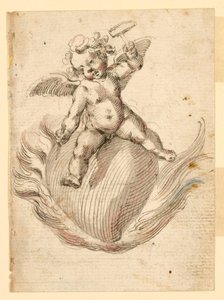 En engel som hamrer en meisel til et brennende beist av Unknown artist