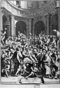 André Vésale (1514-1564), grunnlegger av moderne anatomi, lærer i anatomi og kirurgi (på latin: Andrea Vesalius, på nederlandsk: Andries Van Wesel). av Unknown artist