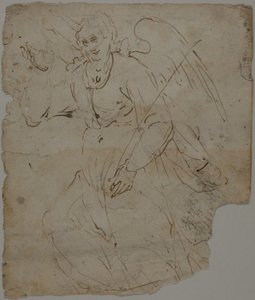 Annunciate Angel (recto); Skisser av sittende figur, og øvre del og høyre hånd av Annunciate Angel (verso) av Unknown artist