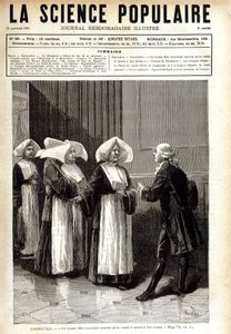 Antoine Augustin Parmentier (1737 - 1813), farmasøyt kjent for å spre potetdyrking i Frankrike, og snakket med nonner. i "" La science populaire"" 20/01/1881. av Unknown artist