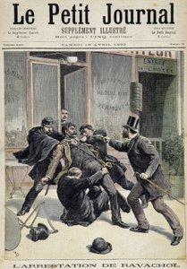 Arrestasjon av anarkisten Francois Koenigstein dit Ravachol (fra hans mors navn) (1859 - 1892). En av 