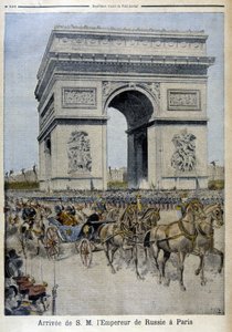 Ankomst av den russiske keiseren Nicholas II i Paris - i "" Le Petite Journal"" av 11.10.1896 av Unknown artist