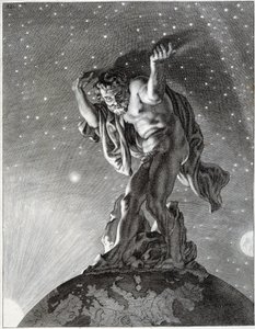 Atlas som støtter himmelen. av Unknown artist