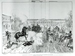 Angrep på tsar Alexander II (1818 - 1881) i 1881. av Unknown artist