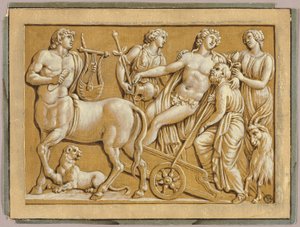 Bacchus i sin vogn med ledsagere av Unknown artist