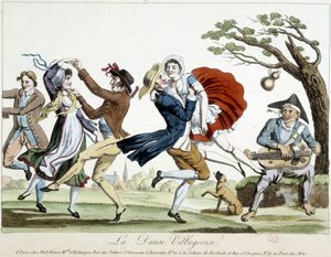 Ball: landsbydans - a.n.d., slutten av 1700-tallet, Carnavalet. av Unknown artist