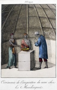 Dåp i Mandingues (Mali?) i Afrika - gravering av Unknown artist