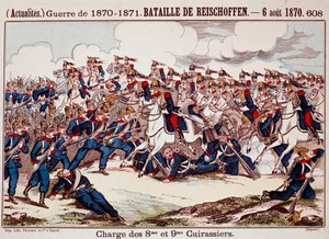Slaget ved Worth, 6. august 1870 i åpningsfasen av den fransk-prøyssiske krigen (gravering) av Unknown artist