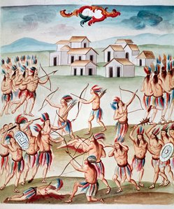 Slagscene, bakhold i Acolman, Mexico (Watercolou, ca. 1770-1780) av Unknown artist