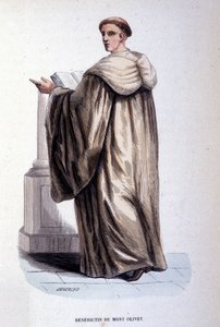 Benedictine of Mount Olivet eller Olivetain, religiøs orden grunnlagt i Siena på 1300-tallet. Gravering av 1800-tallet. Coll. privat, Milano. av Unknown artist