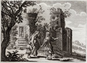 Bibelen til Royaumont, Det gamle testamente: Ismael-jakt. Da Sara så at Ismael, sønn av Agar (Hagar) behandlet lille Isak dårlig, ba hun Abraham sende henne tilbake med sønnen hennes, så Isak kunne være den eneste arvingen i henhold til Guds løfter. Jeg vi av Unknown artist