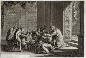 Bible of Royaumont, Old Testament: Joseph is recognized by his brothers. Illustration from 1811. av Unknown artist
