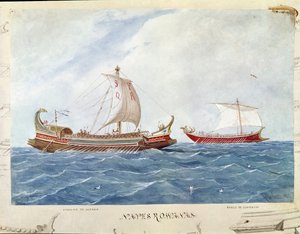Bireme-typegalleri under den romerske republikken (Akvarell av Unknown artist