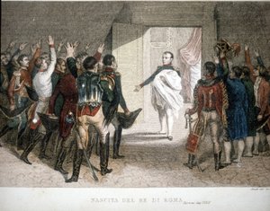 Fødsel av kongen av Roma: Napoleon II (Francis Charles Joseph Napoleon Bonaparte), sønn av keiser Napoleon I (1769-1821). 1811-1832. av Unknown artist