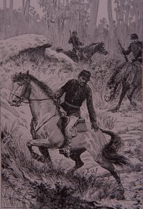 Black Trackers forfølger bushrangers i Australia (gravering) av Unknown artist