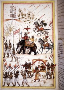 Brudeprosesjon av ektefeller av høy sosial klasse - Side fra manuskriptet (ms.8300) "History of Mogol"" (Moghul eller Moghol) av Stefano Nivibus Cardeira. 18. århundre. Bibloteca marciana, Venezia av Unknown artist