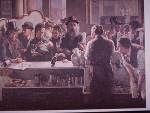 Britisk pub som serverer drinker (farge litho) av Unknown artist