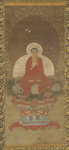 Buddha tronet på en matte av Kusa-gress av Unknown artist