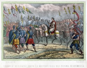 Cæsars tropp etter ødeleggelsen av kongeriket Numidia - i "" L'Algerie ancienne et moderne "" av Léon Galibert. Italiensk utgave i 1846 farge. av Unknown artist