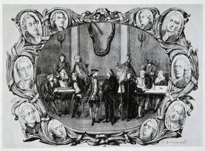 Café Procope i Paris på 1700-tallet med Buffon, Gilbert, Diderot, D