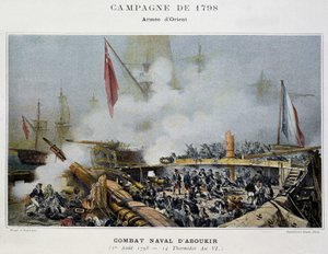 Kampanje (ekspedisjon) av Egypt (1798-1801): slaget ved Aboukir - i "" Napoleons sjøslag"" av Unknown artist