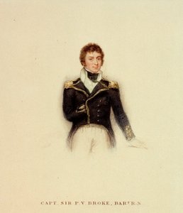 Kaptein PV Broke, Royal Navy, tidlig på 1800-tallet (farget gravering) av Unknown artist