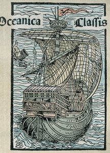 Caravelle "La Pinta" fra ekspedisjonen til Christopher Columbus (fargegravering) av Unknown artist