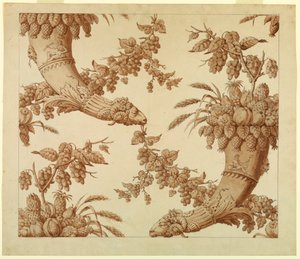 Tegneserie for Silk Damask: Cornucopias with Rams