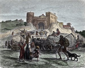 Kelter i deres høvdingtjeneste - keltisk sivilisasjon, jernalder: keltere bringer sine offer for rituelle ofre av Unknown artist