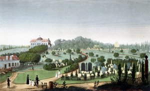 Cemetery of Père Lachaise, ca 1820 - i ""Views of Paris"" av Courvoisier av Unknown artist