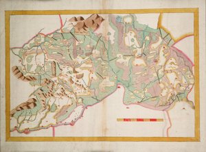 Kart over Leix og Offaly, Irland, ca. 1590 (papir, lin) av Unknown artist
