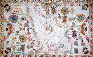 Kart over det vestlige Middelhavet som viser de nordafrikanske og spanske kysten av Unknown artist