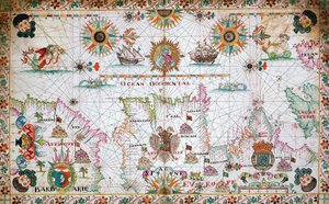 Kart over det vestlige Middelhavet som viser de nordafrikanske og spanske kysten, og Atlanterhavet av Unknown artist