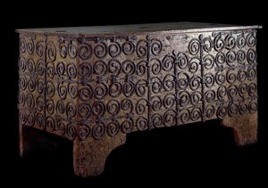 Skrin i smijern og tre. Paris fra 1300-tallet, dekorativ kunst. av Unknown artist