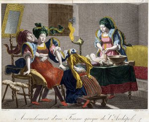 Fødsel i Hellas - gravering, slutten av 1800-tallet av Unknown artist