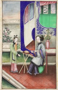 Kinesiske figurer (kroppsfarge på papir) av Unknown artist
