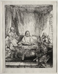 Kristus ved Emmaus: The Larger Plate av Unknown artist