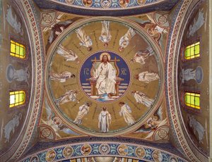 Kristus pantokrator med apostlene (fresco av Unknown artist