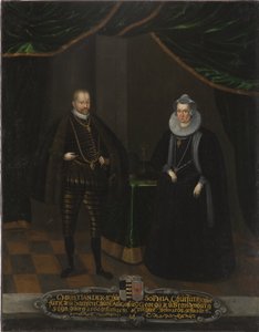 Christian I de Saxe et Sophie de Brandebourg - Portrett av Christian I (1568-1622), kurfyrst av Sachsen og Sophie av Brandenburg (1568-1622), kurfyrst av Sachsen, anonym . Olje på lerret. Mål: 102,5x79 cm. Nationalmuseum Stockholm av Unknown artist