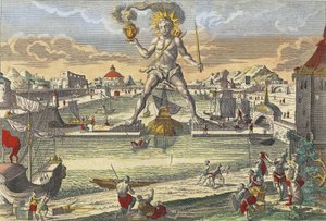 Colossus of Rhodes - “” The Colossus of Rhodes”” (Colosso di Rodi) - engraving 18th century av Unknown artist