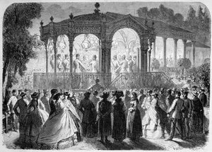 Konsert gitt av østerriksk musikk i den nye kiosken i Baden av Unknown artist