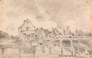 Kopi av konstabelens maleri, Dedham Lock and Mill av Unknown artist