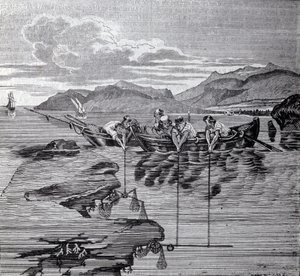 Korallfiske ved hjelp av salaber og redskap. av Unknown artist