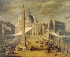 Corpus Christi prosesjon på Petersplassen på tiden til pave Innocent X, ca 1646, av en ukjent kunstner, olje på lerret av Unknown artist