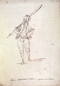 Kostyme for karakteren til Roland i operaen med samme navn av komponisten Niccolo Vito Piccinni (eller Piccini) (1728-1800) etter en libretto av Jean Francois Marmontel (1778). Tegning fra slutten av 1700-tallet av Unknown artist